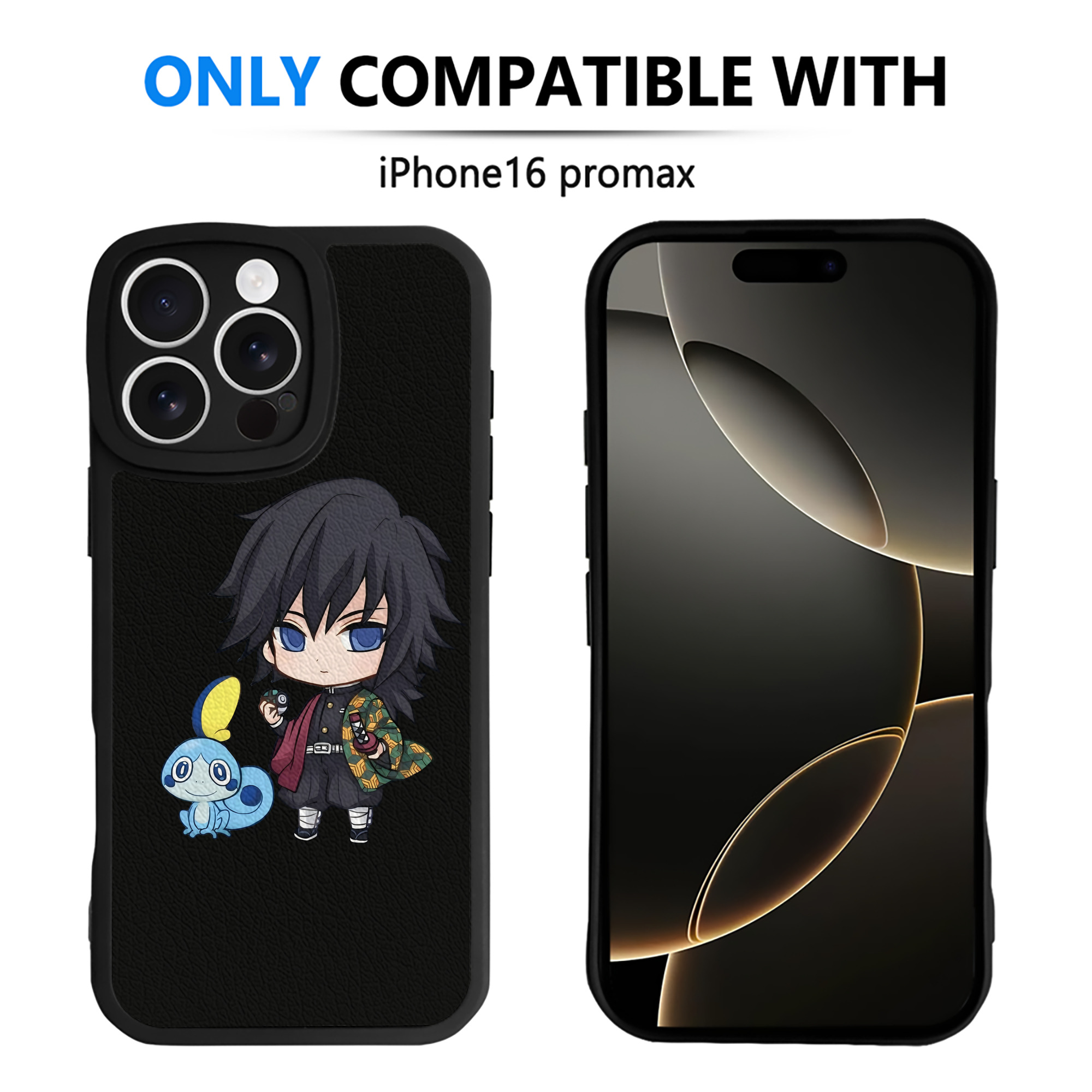 （画像用） 鬼滅の刃（きめつのやいば）水柱-冨岡 義勇／とみおか ぎゆう Tomioka Giyuu 【iPhone 16シリーズ対応】シリコンスマホケース（レザー調） 材質：シリコン
